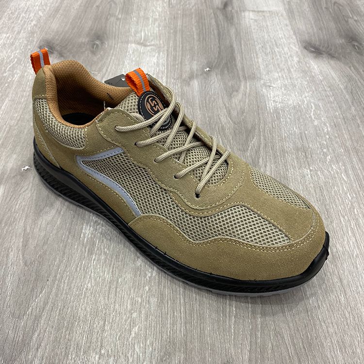 Breathable leather combination style men's safety shoes