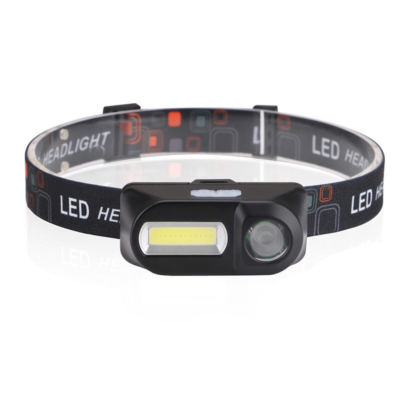 跨境专供多功能USB充电头灯COB户外头戴式电筒18650照明应急灯白底实物图