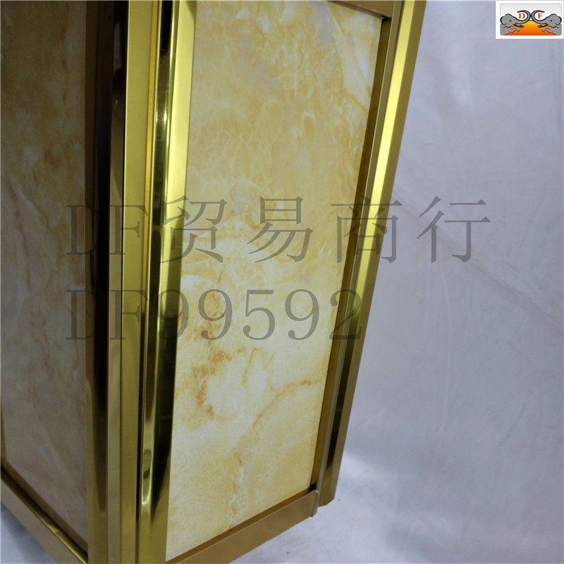 DF99592   四菱角钛金微晶米黄上开口不锈钢大号仿大理石垃圾桶宾馆     DF TRADING HOUSE详情图4
