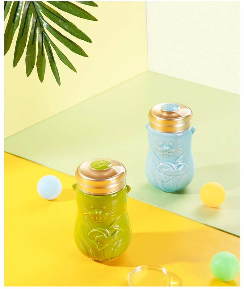 【 Gan Tang Xuan 】 Live Porcelain Lucky Rat Ceramic Cup Portable Water Cup 360ml Single-layer detail image 2