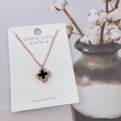 Chenlong jewelry zircon steel four-leaf clover necklace fadeless C0956-55 thumbnail