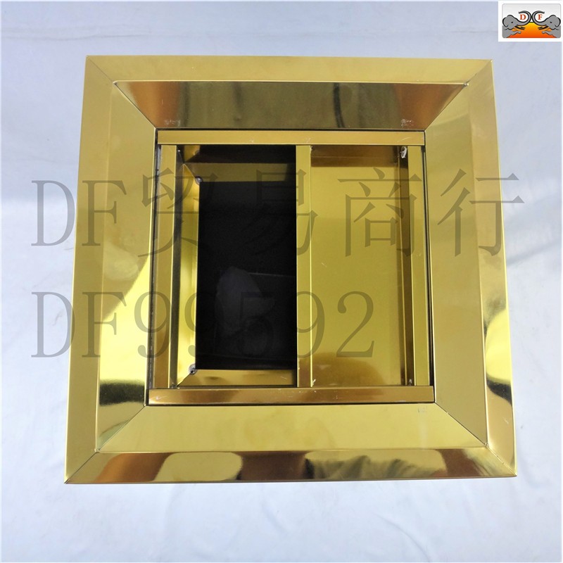 DF99592   四菱角钛金黑金花上开口大堂垃圾桶 不锈钢大号仿大理石垃圾桶     DF TRADING HOUSE详情图4