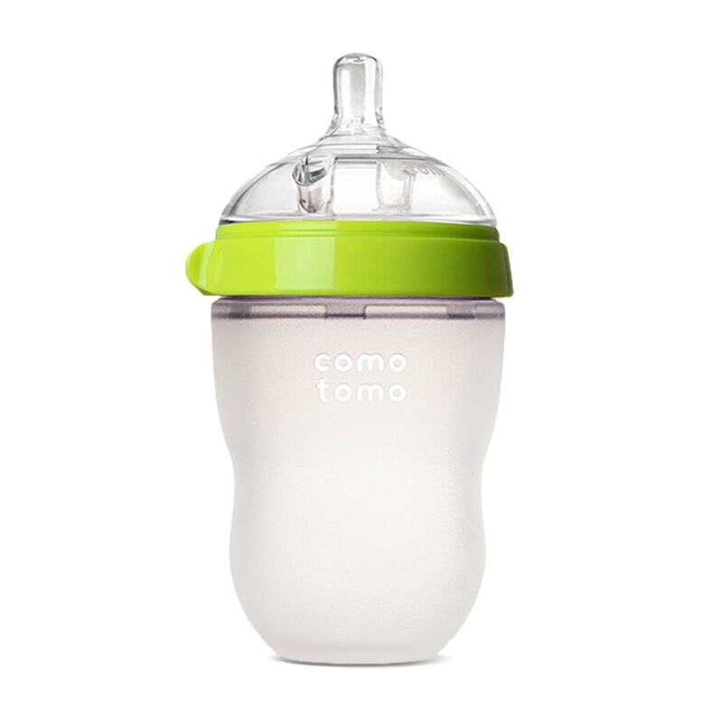韩国可么多么 (COMOTOMO) 新生儿婴儿 宽口径硅胶断奶奶瓶奶嘴（3-6个月）原装进口250ml绿色详情图
