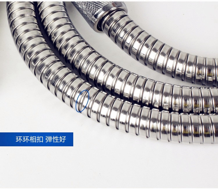 1.2-meter small double-buckle stainless steel metal shower hose with copper core and zinc cap, double-buckle showerhead hose Application Scenario