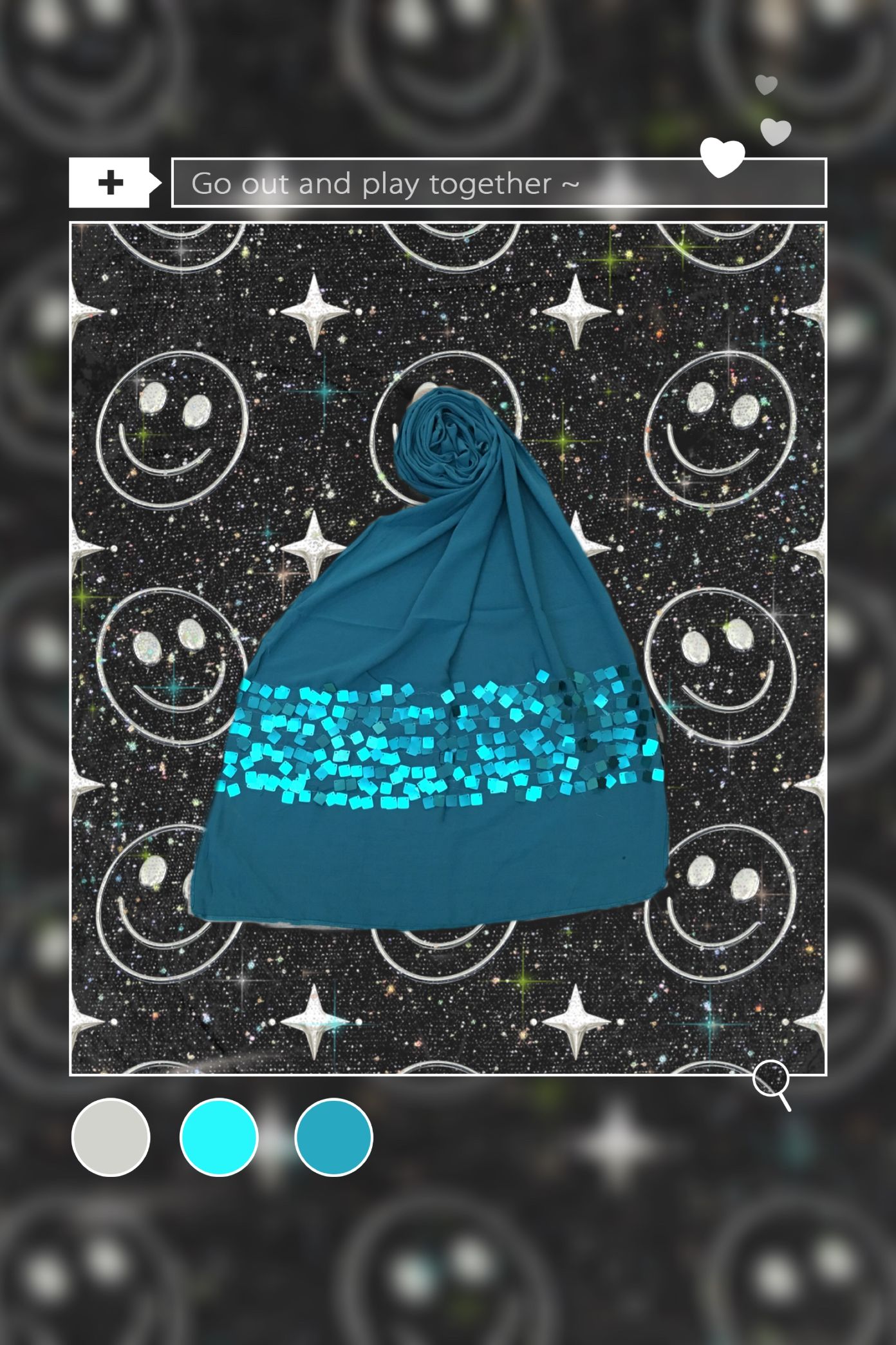Blue square hanging piece shawl shawl