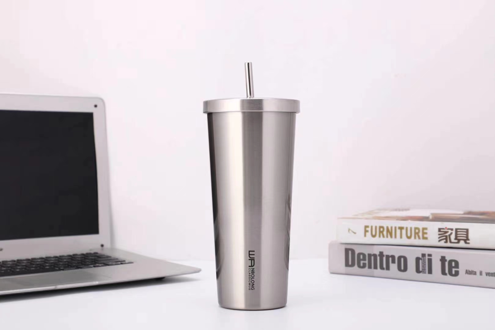 万宝隆优质不锈钢真空保温新款吸管咖啡杯详情图3