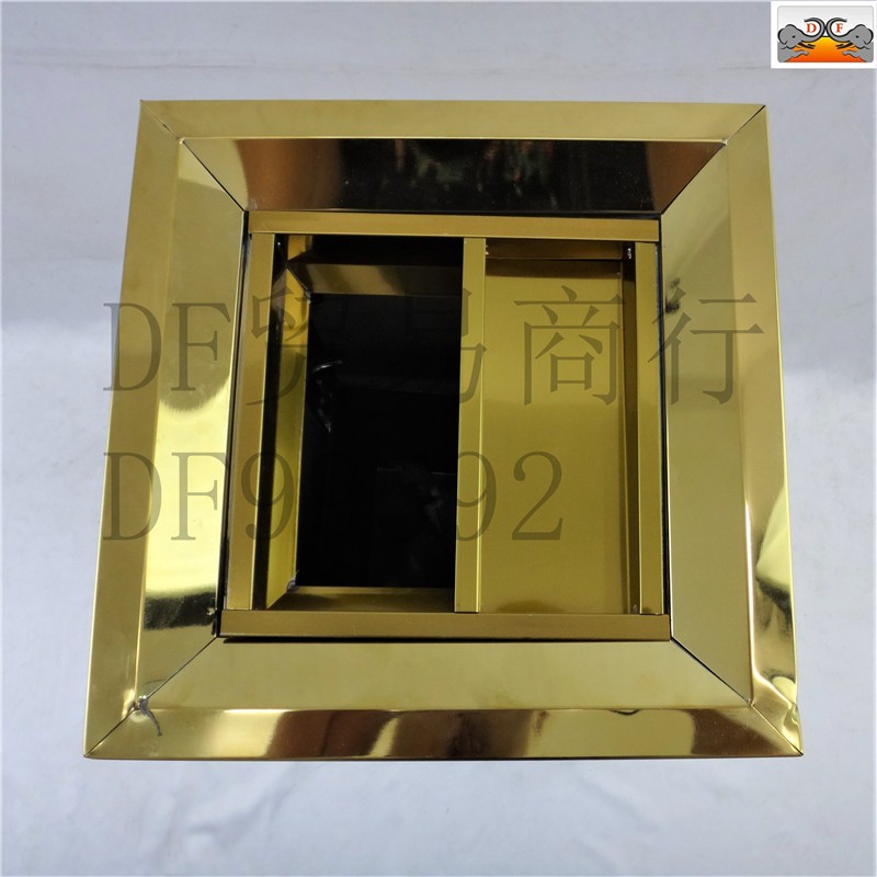 DF99592   四菱角钛金微晶米黄上开口不锈钢大号仿大理石垃圾桶宾馆     DF TRADING HOUSE详情图3