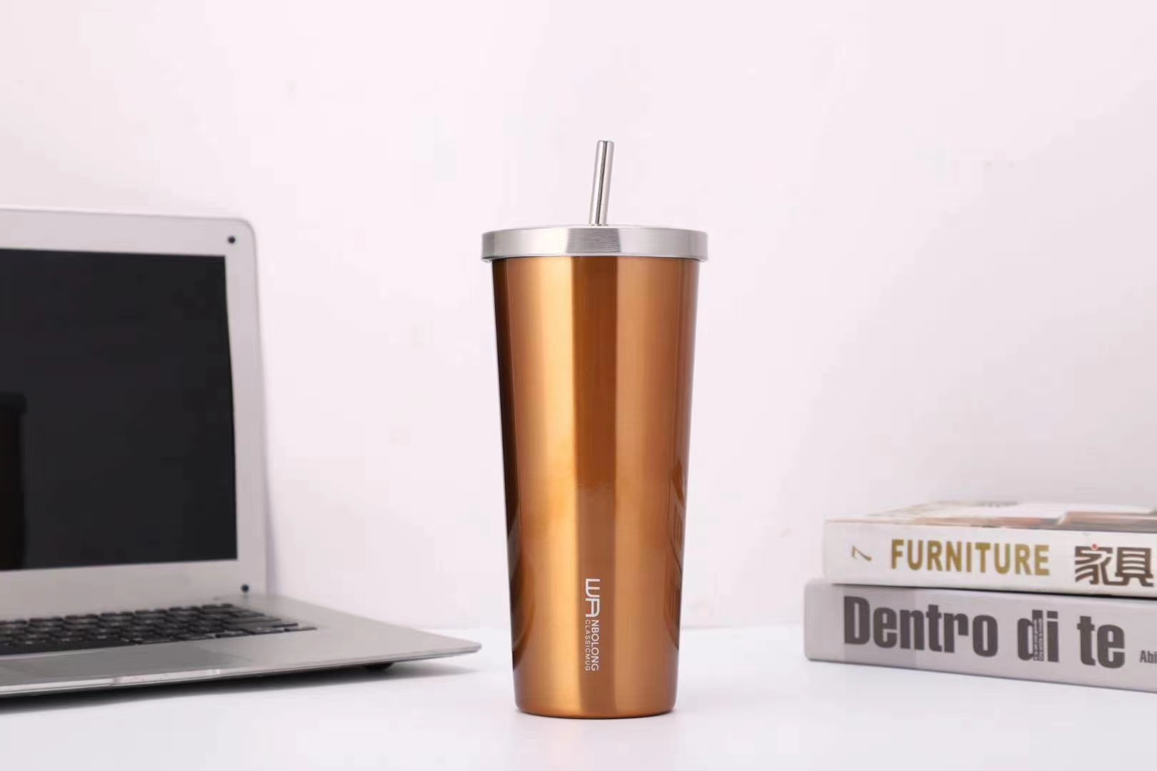 万宝隆优质不锈钢真空保温新款吸管咖啡杯详情图4