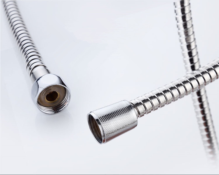 1.2-meter small double-buckle stainless steel metal shower hose with copper core and zinc cap, double-buckle showerhead hose Item Picture