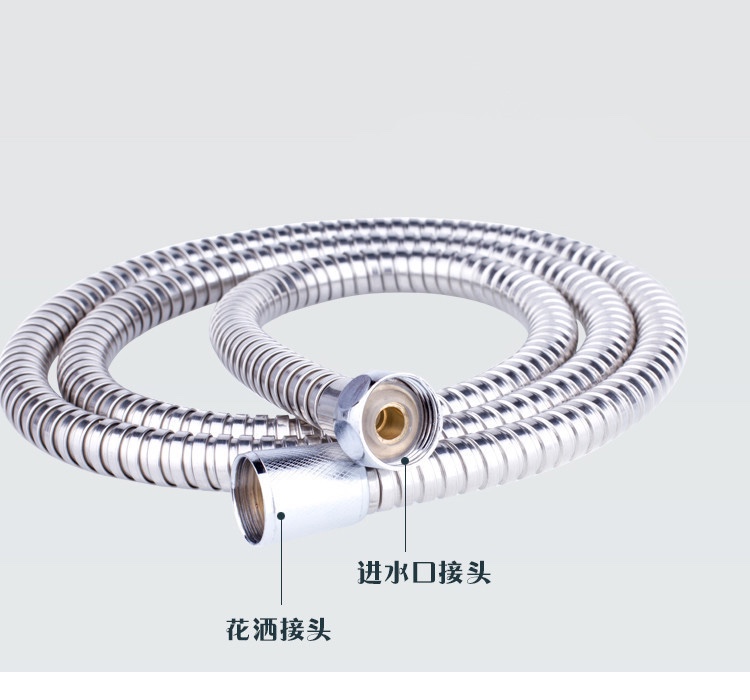 1.2-meter small double-buckle stainless steel metal shower hose with copper core and zinc cap, double-buckle showerhead hose details Picture