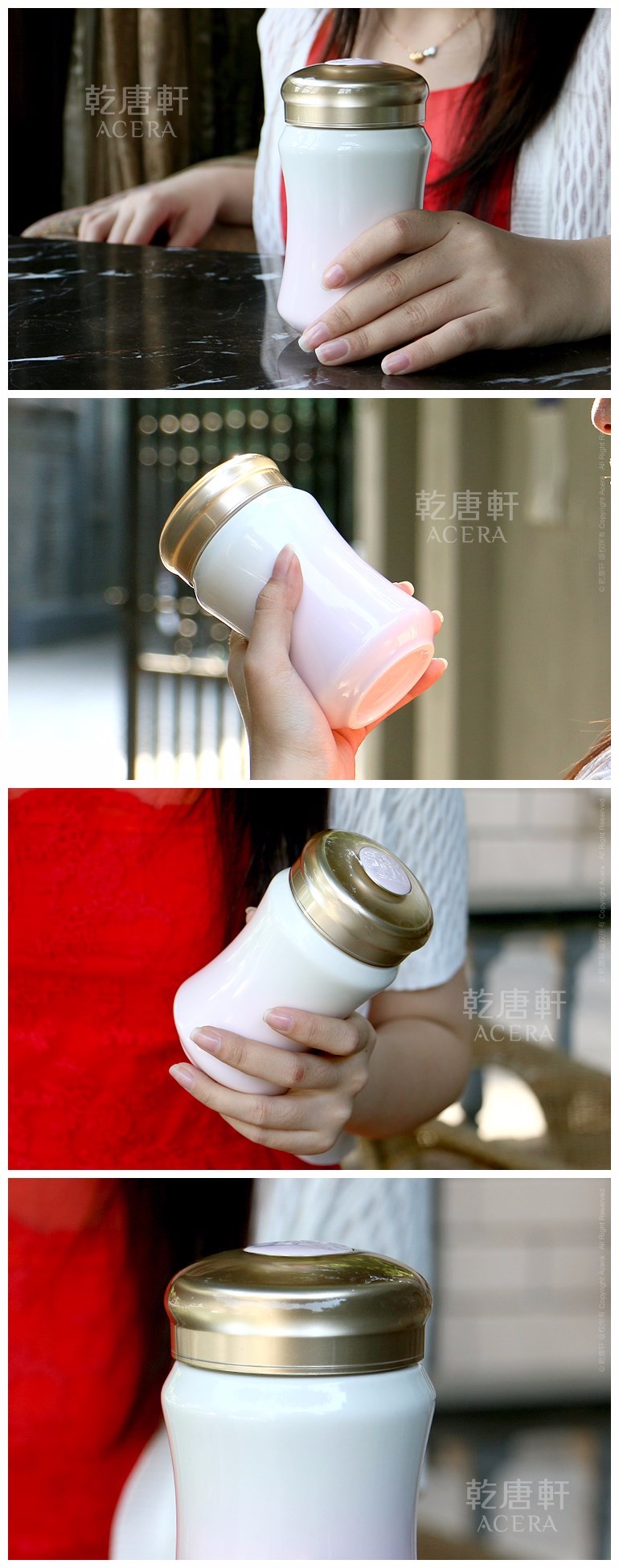 【 Gan Tang Xuan 】 Living Porcelain Little Smile Ceramic Portable Water Cup, single-layer 330ml cup lid, customizable detail image 1