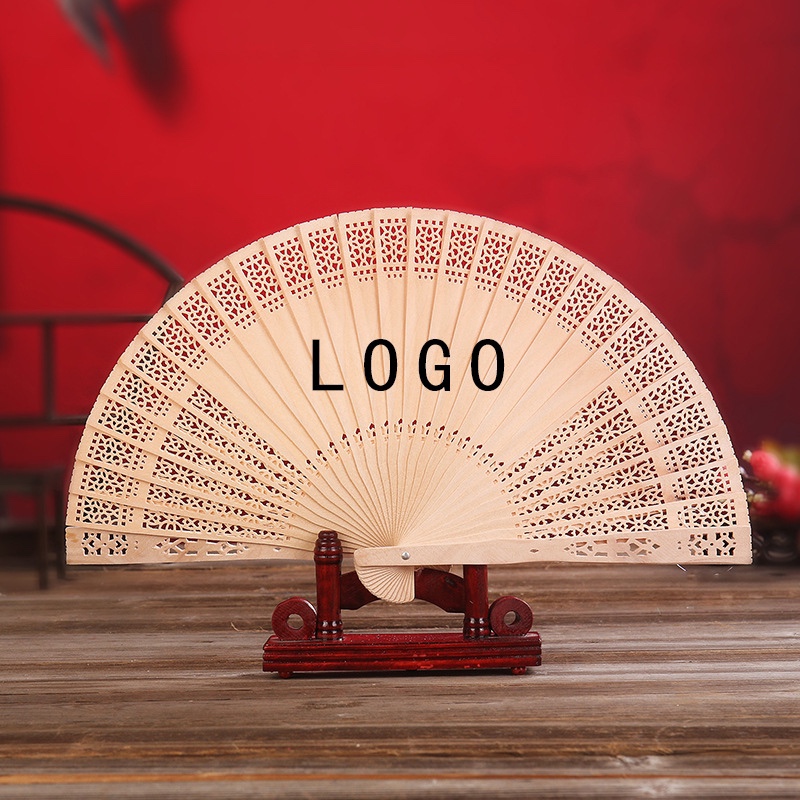 logo扇子广告扇激光雕刻定做扇子礼品扇香木扇荷木扇含包装图