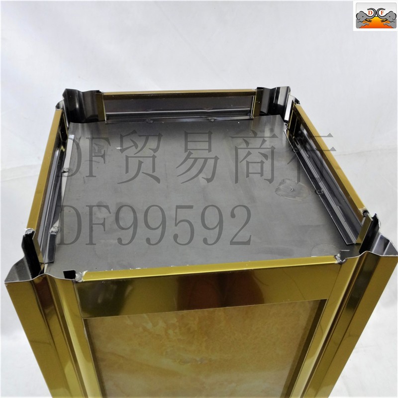 DF99592   四菱角钛金微晶米黄上开口不锈钢大号仿大理石垃圾桶宾馆     DF TRADING HOUSE详情图7