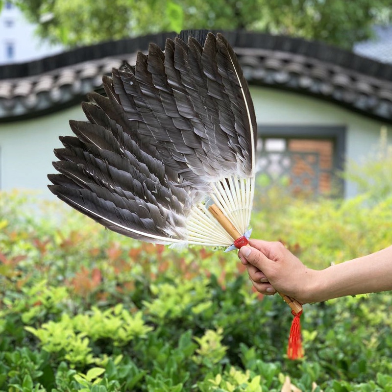 厂家直销广场舞扇子舞蹈扇羽毛扇孔明扇成人道具诸葛亮扇一件批发