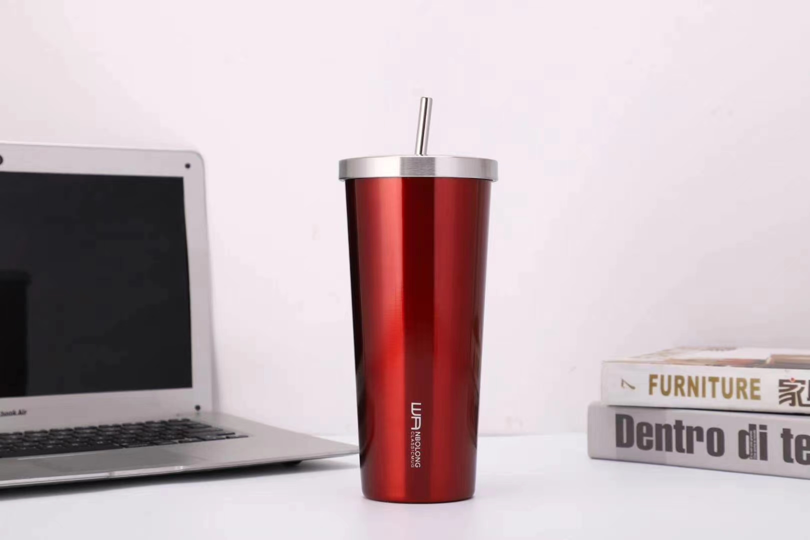 万宝隆优质不锈钢真空保温新款吸管咖啡杯详情图2