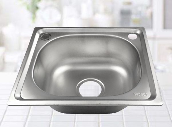 Stainless steel sink with single tank and single basin