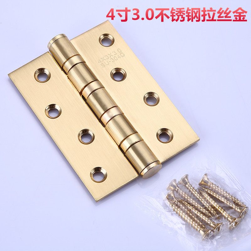 Brass plated gold hinge 4 "4*3*3.0 stainless steel flat open white stainless steel door loose leaf black hinge full figure
