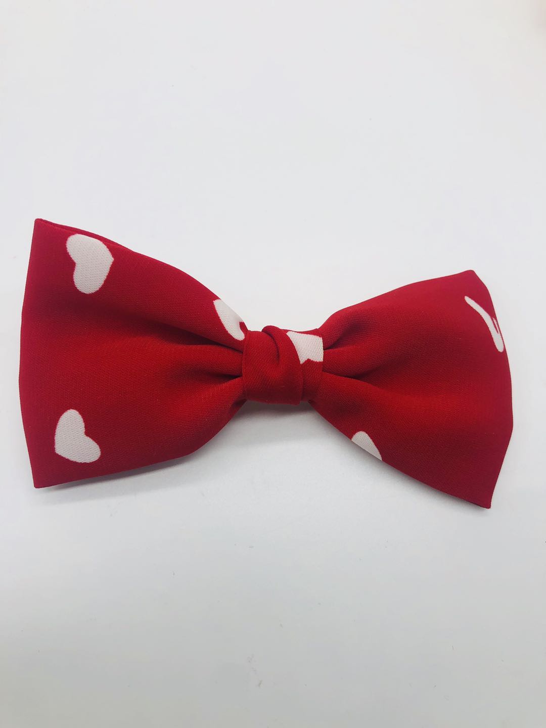 Korean version of hair accessories wholesale new handmade fabric peach heart mesh bow tie hairpin press clip Specification drawing