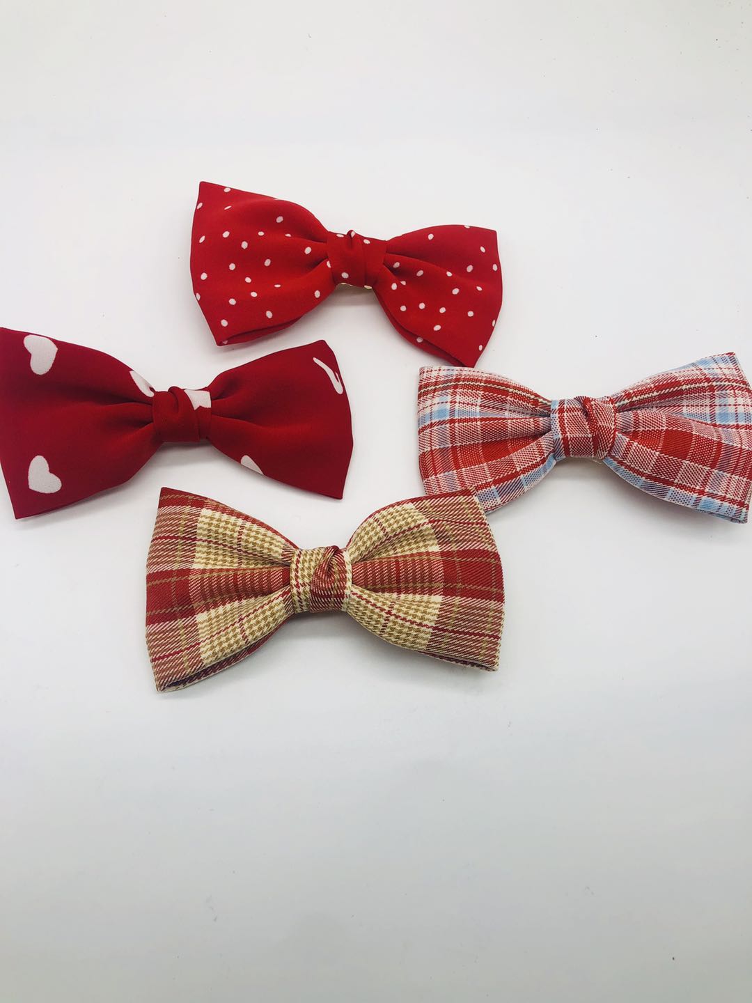 Korean version of hair accessories wholesale new handmade fabric peach heart mesh bow tie hairpin press clip full figure