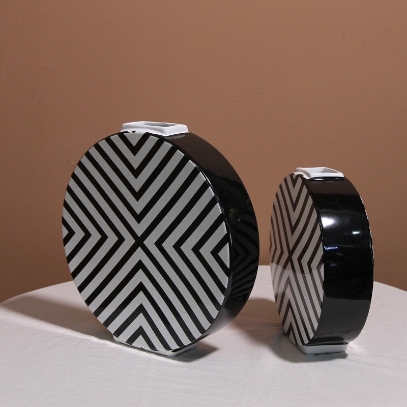 Simple home living room decorations, creative geometric line ceramic vases, modern flower arrangement vases and ornaments detail image 3