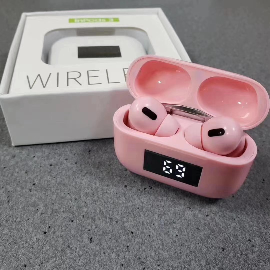 马卡龙三代蓝牙耳机彩色 带显示屏白底实物图