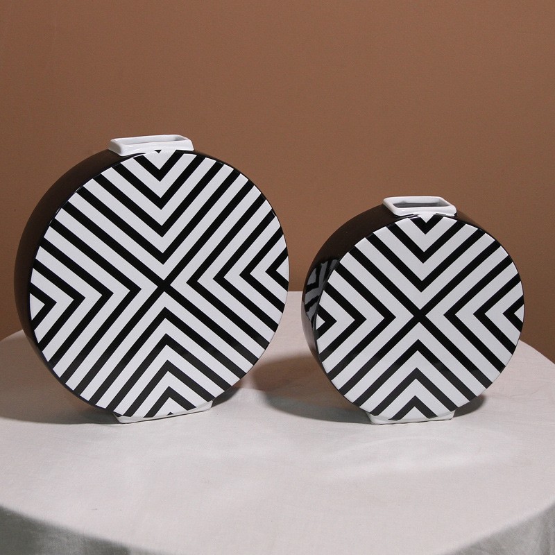 Simple home living room decorations, creative geometric line ceramic vases, modern flower arrangement vases and ornaments detail image 2