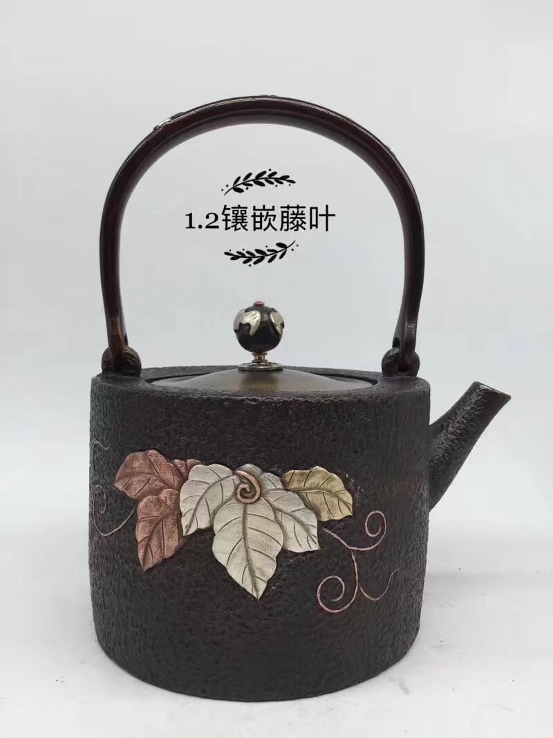 镶嵌定制款老铁壶搪瓷茶具高档礼盒套装铜盖铜把铸铁茶壶养生壶日本铁壶产品图