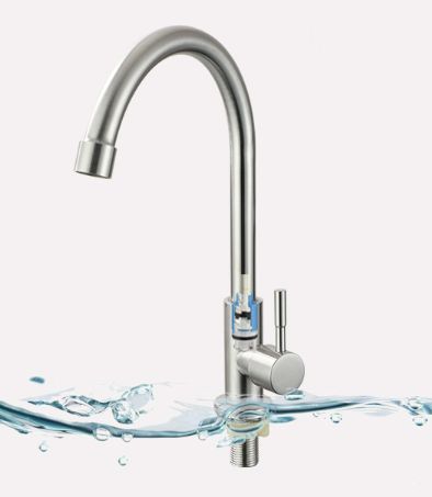 Stainless steel single-cooling large bend kitchen faucet, sink, water purifier, mixing valve, bathroom, kitchen and bathroom