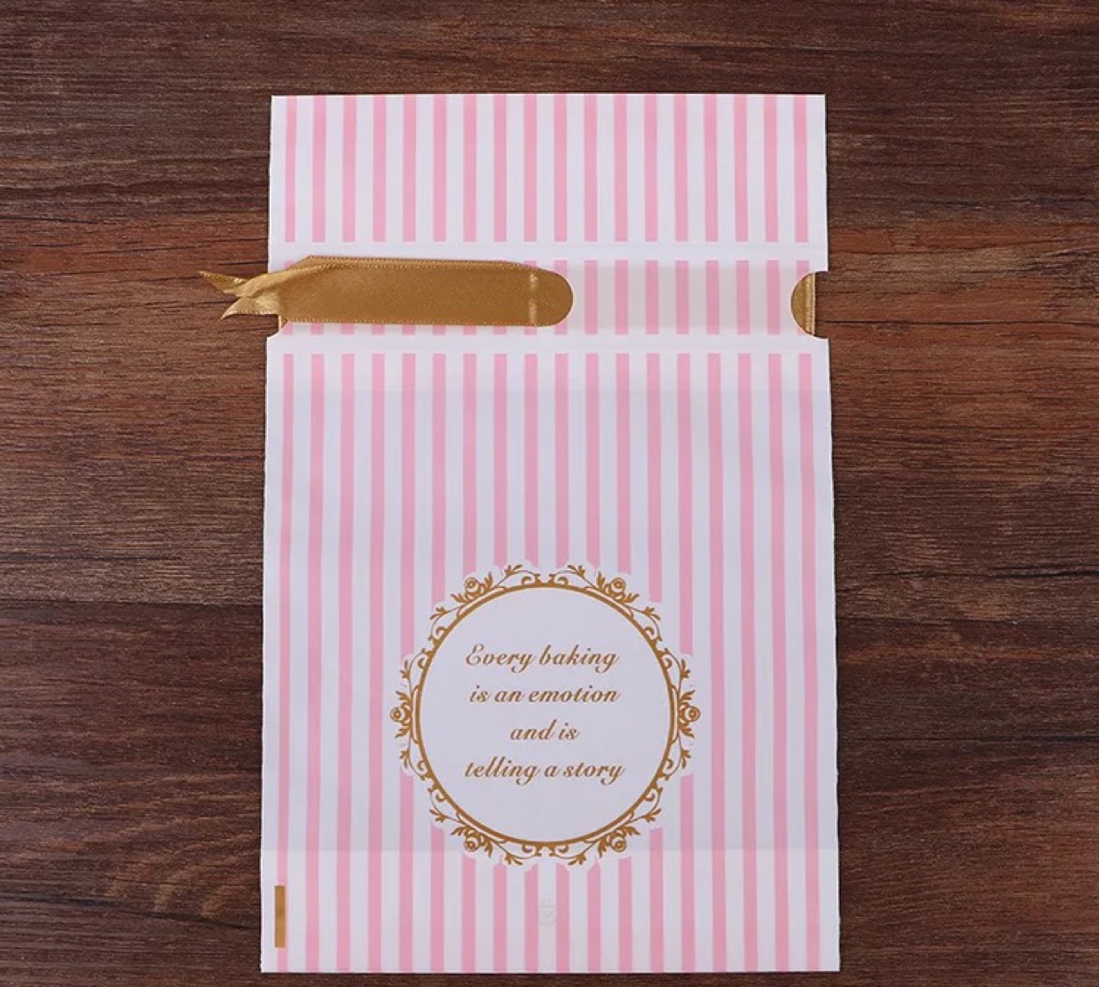 15*23 drawstring bags - pink stripes, 50 bags per pack