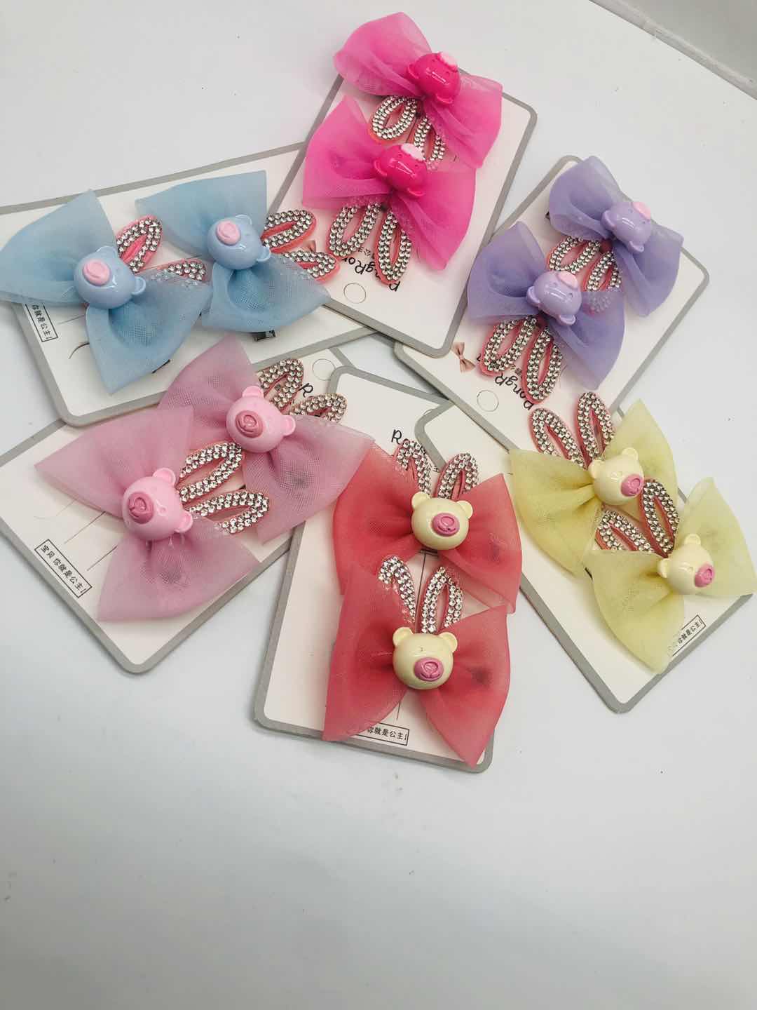 New Korean version Korean small fresh lace princess style girl hair clip for children Rabbit ears duck beak clip full figure