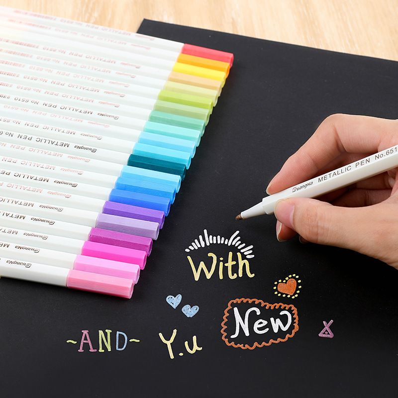 Genuine Guangna 6510 multi-purpose metallic photo pen, album pen, signature pen, black cardstock special pen, 20 colors details Picture