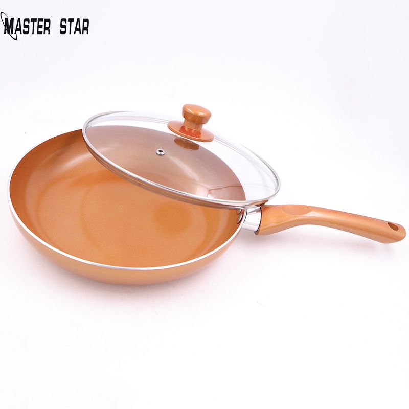 master star 热销陶瓷涂层煎锅玻璃盖铜煎锅煎锅电磁炉锅