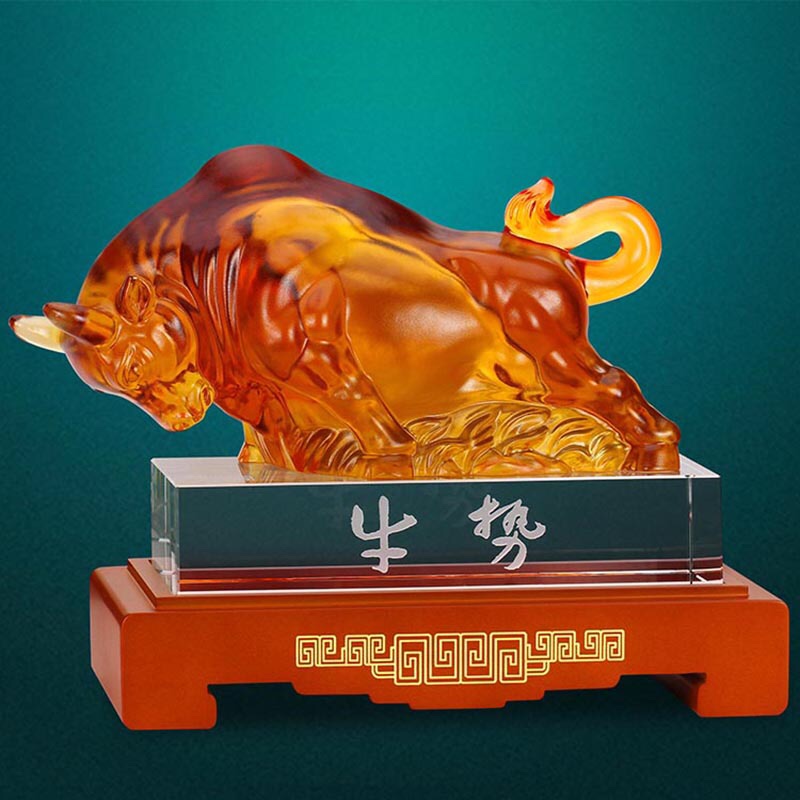 Glazed ox ornaments, office desks, store opening handicrafts, hotel gifts for bosses