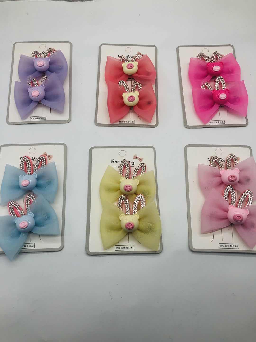 New Korean version Korean small fresh lace princess style girl hair clip for children Rabbit ears duck beak clip Specification drawing