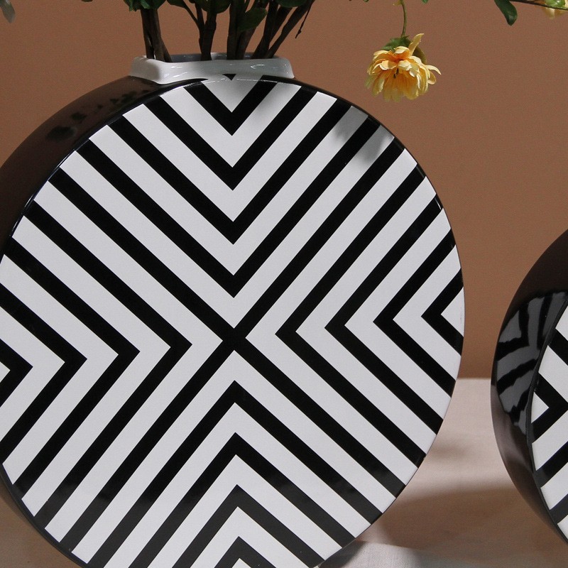 Simple home living room decorations, creative geometric line ceramic vases, modern flower arrangement vases and ornaments detail image 4