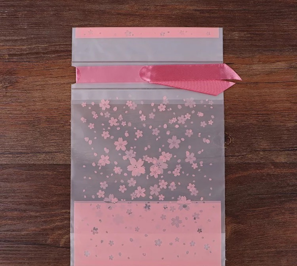15*23 drawstring bag - semi-transparent matte cherry blossom, 50 pieces per bag