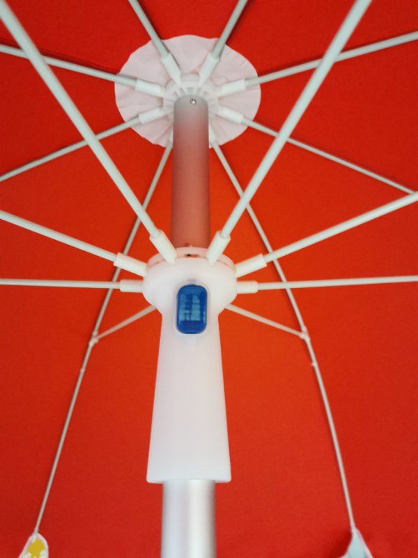 200CM aluminum pole beach umbrella, patterned silver glue polyester umbrella, high-grade zinc alloy steering center column umbrella detail image 9