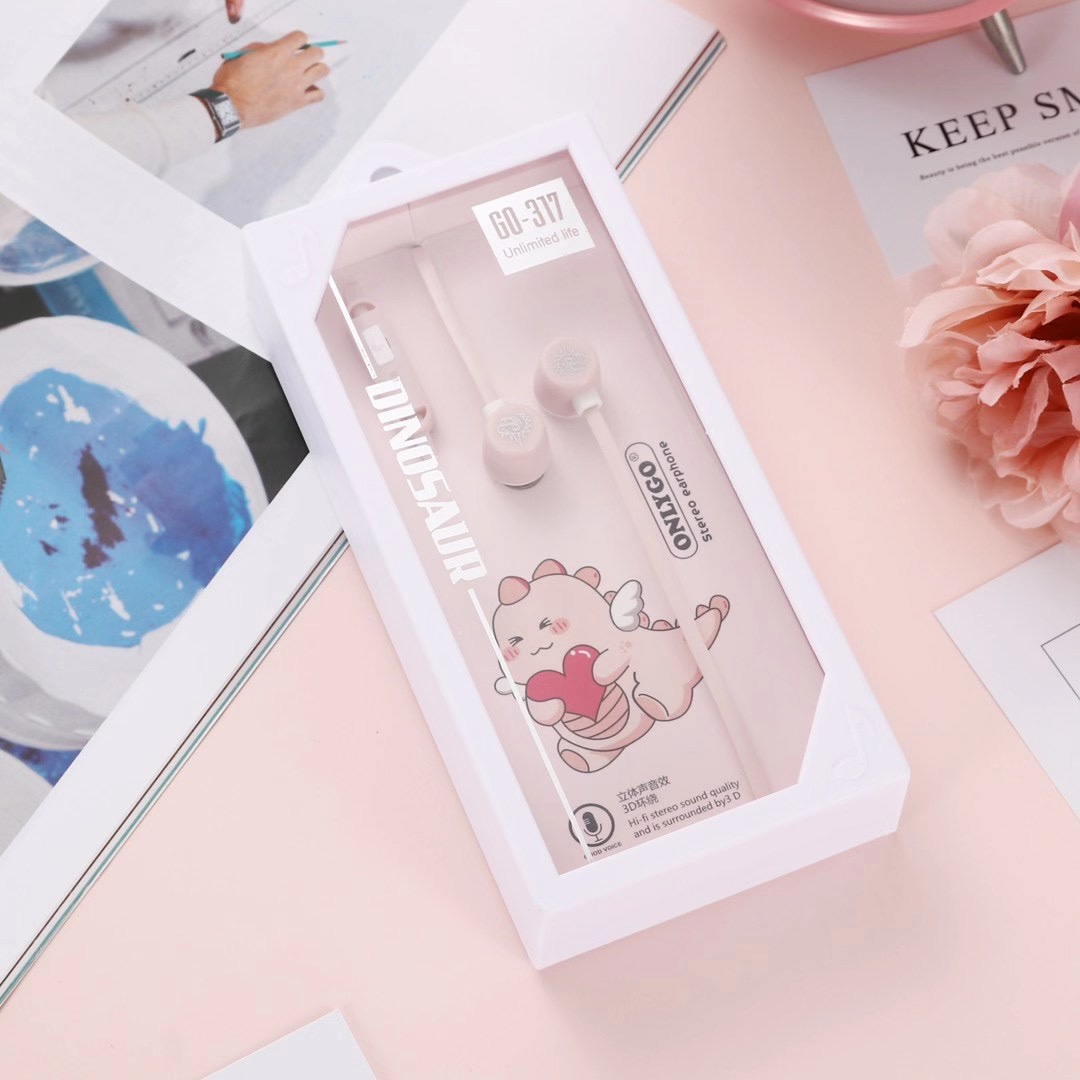 新款GO-317恐龙🦖手机耳机 语言手机耳机白底实物图