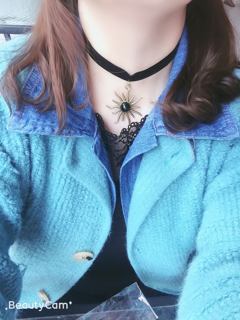 秋硕原创古铜太阳宝石绒带锁骨链项链【47】产品图