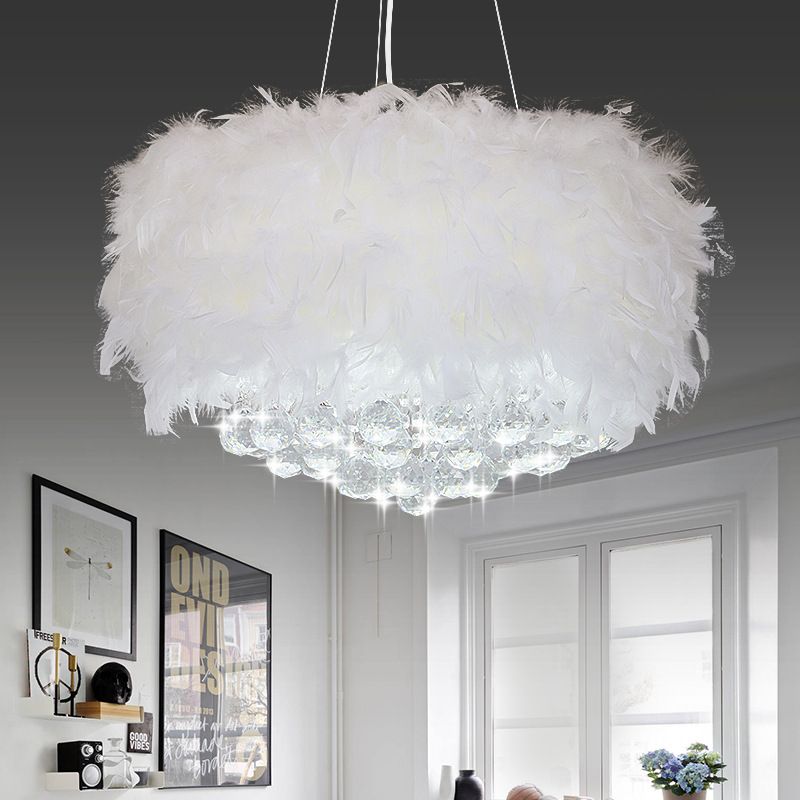 Crystal lamp pastoral European-Style country ball chandelier bedroom spot 6 to 7 rounds of feather lamps