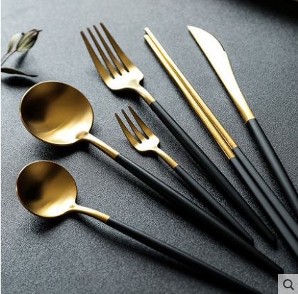 北欧轻奢304不锈钢刀叉勺子西餐餐具牛排刀水果叉家用餐刀甜品勺产品图