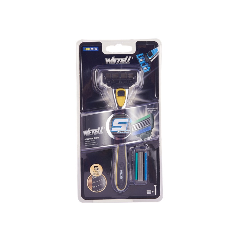 WETELL男士爆款金属手柄五层进口不锈钢剃须刀产品图