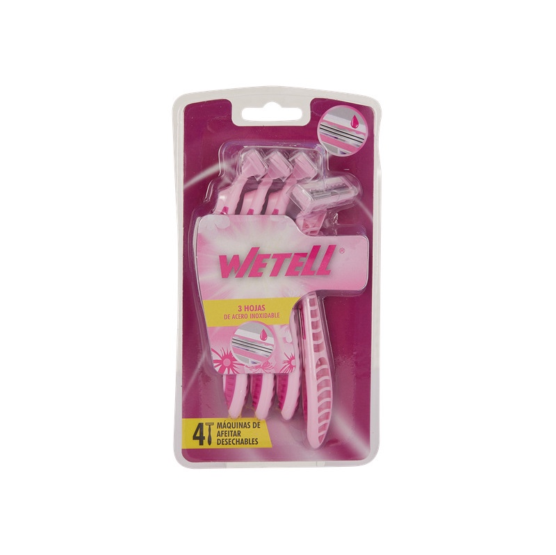 The new men's disposable manual shaver from WETELL features a three-layer Swedish stainless steel induction blade Specification image