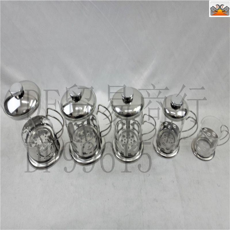 DF99615    冲茶器和咖啡杯家用耐热法式玻璃滤压壶咖啡过滤器泡茶壶条纹冲茶器DF  TRADING HOUSE