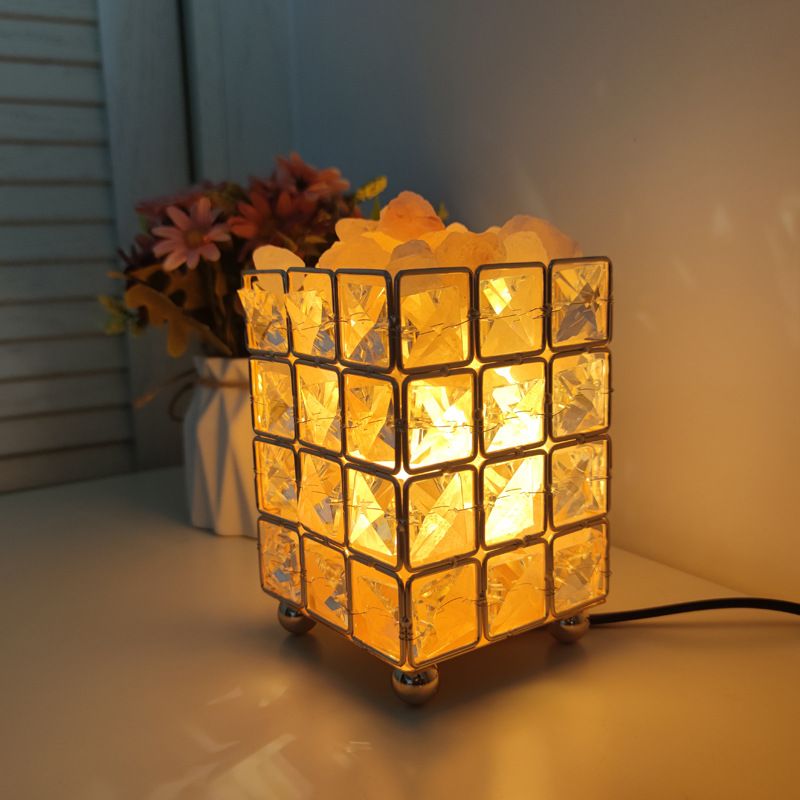 Himalayan crystal salt lamp headbed bedroom princess net red light luxury square decoration warm rock girl net red