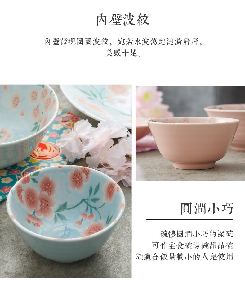 A 5.3-inch bowl of Japanese imported Mino yakiniku Manwu cherry blossom pink blue pic 1