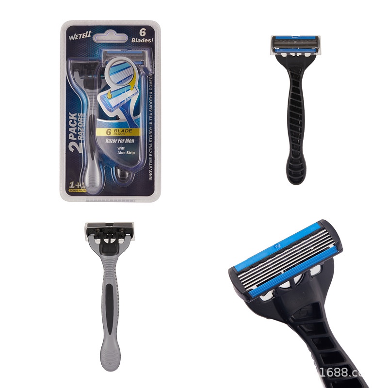 WETELL厂家热销六层男士手动剃须刀优质进口不锈钢刮胡刀产品图
