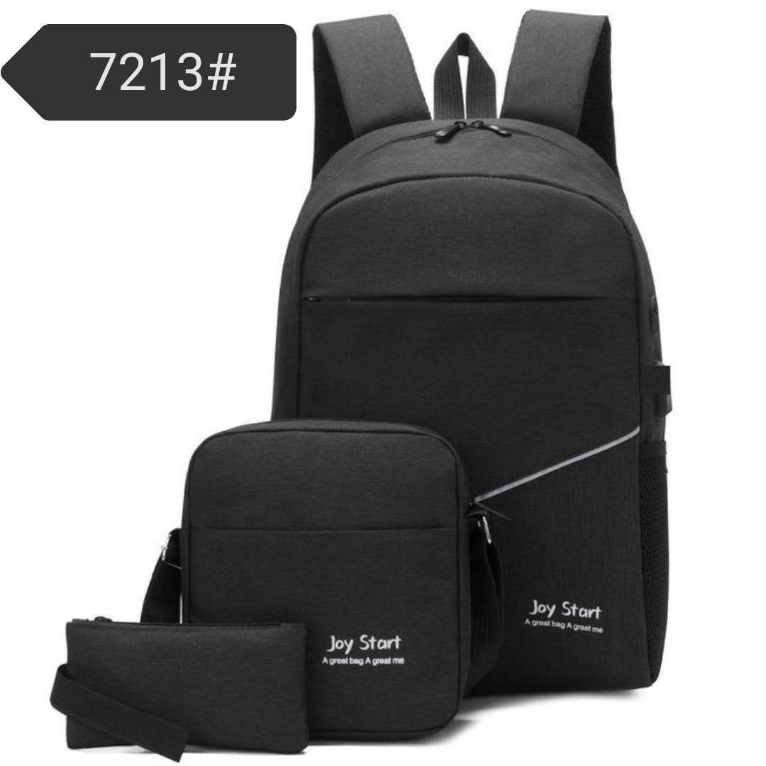 2020 new men's three-piece bag backpack travel bag cross-body bag pen bag thumbnail