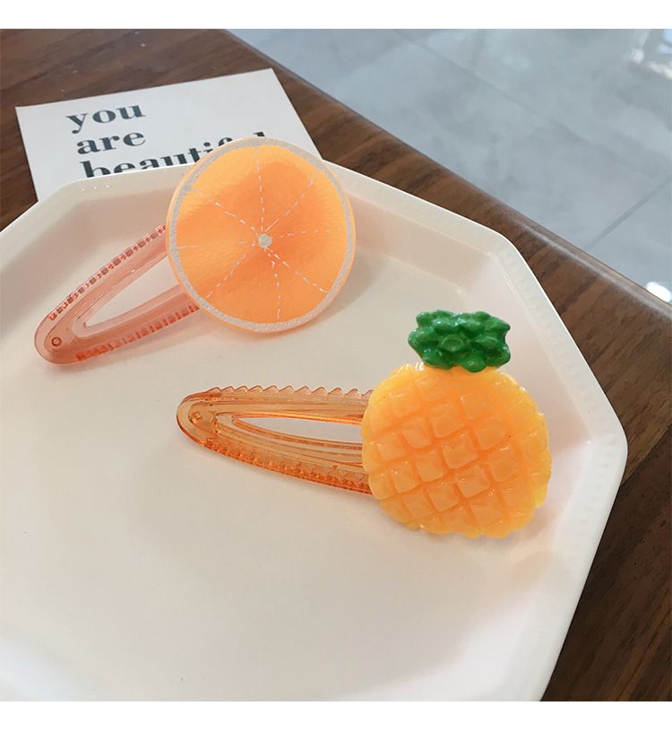 Autumn new Korean ins Dongdaemun hair accessories fruit hairpin medium all-match pineapple strawberry water drop duck clip details Picture
