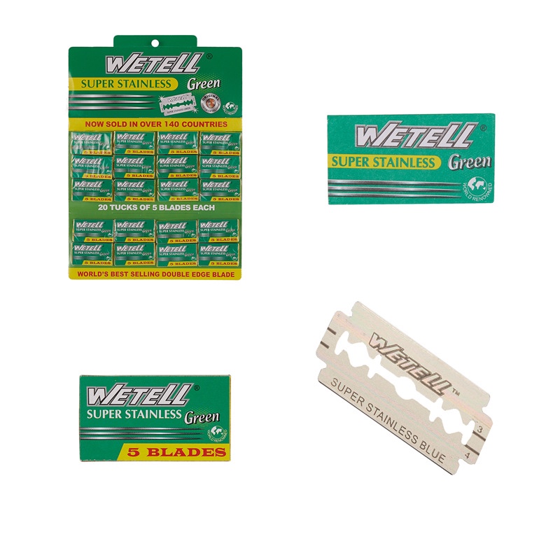 WETELL厂家直销碳钢双面刀片老式刀架专用刮胡刀剃须理发刀片.产品图